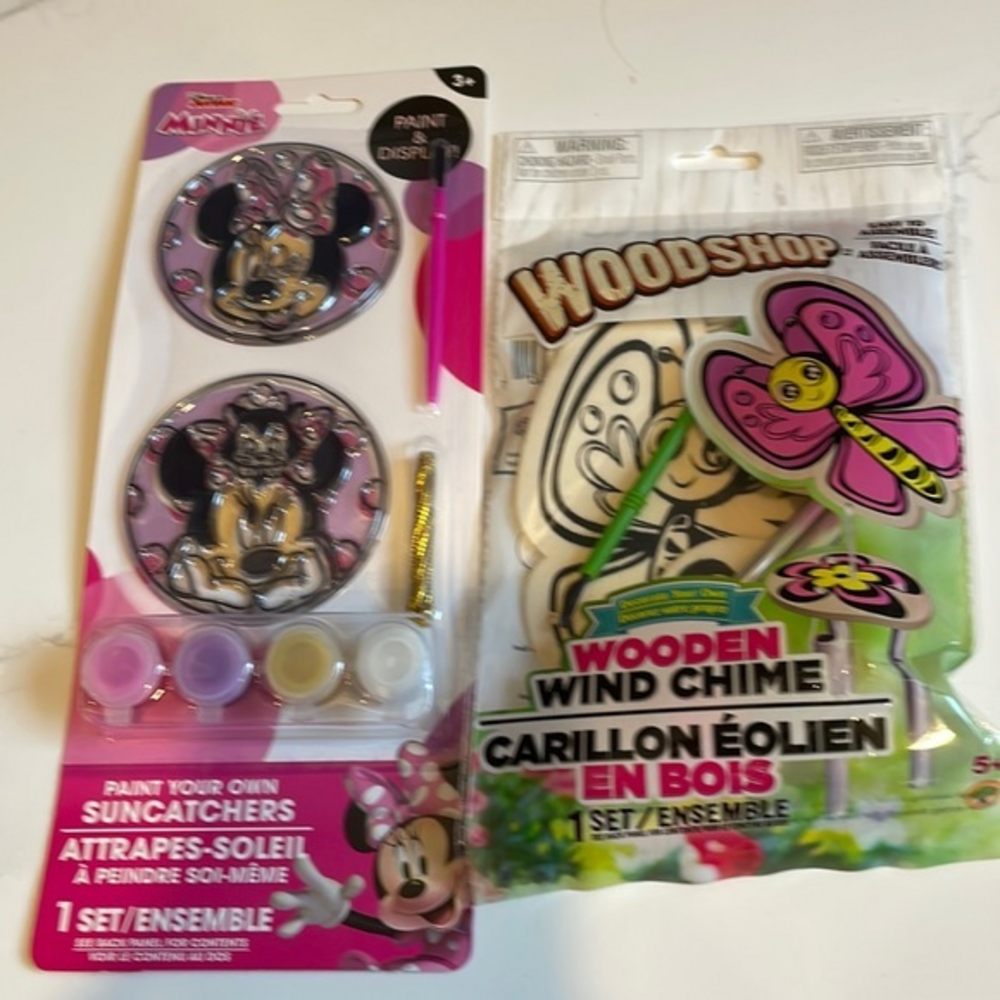Disney Junior Minnie Mouse Craft Bundle Suncatchers & Wooden Chimes‎ NEW